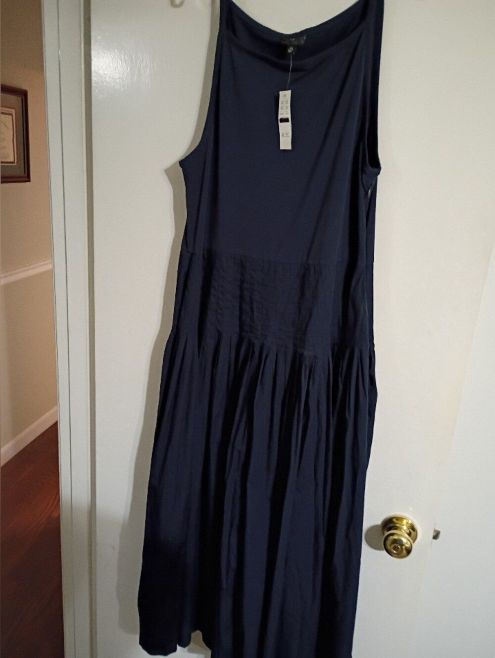 J Crew New Sleeveless Navy Drop Waist  Maxi Dress Size XXL